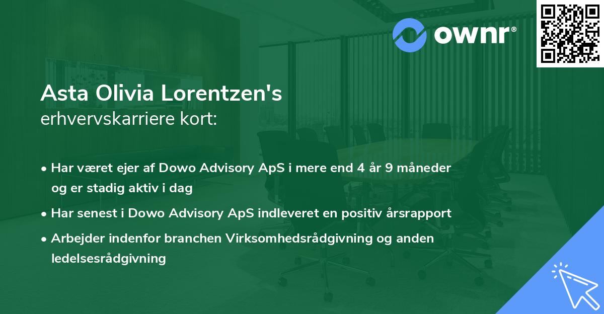 Asta Olivia Lorentzen's erhvervskarriere kort