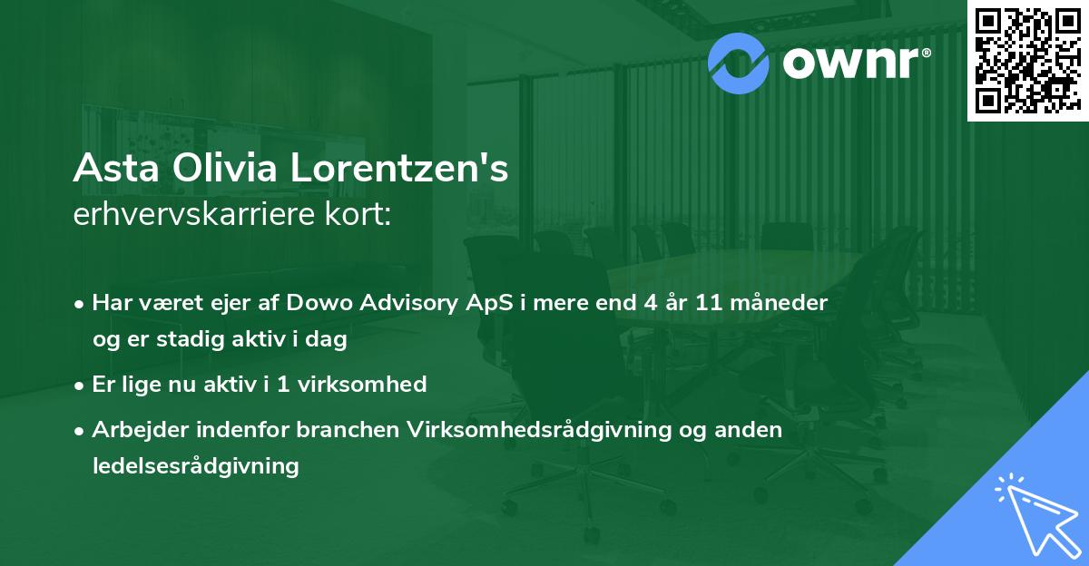 Asta Olivia Lorentzen's erhvervskarriere kort