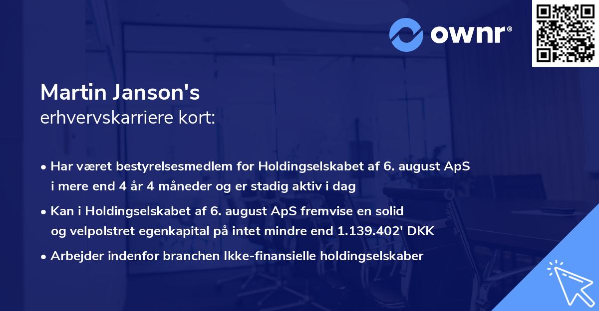 Martin Janson's erhvervskarriere kort