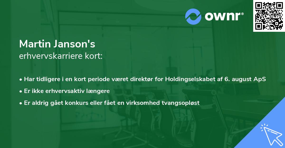 Martin Janson's erhvervskarriere kort