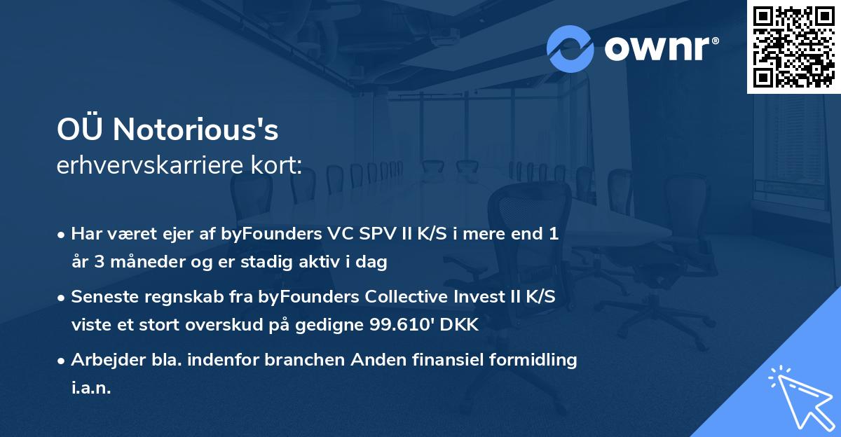OÜ Notorious's erhvervskarriere kort