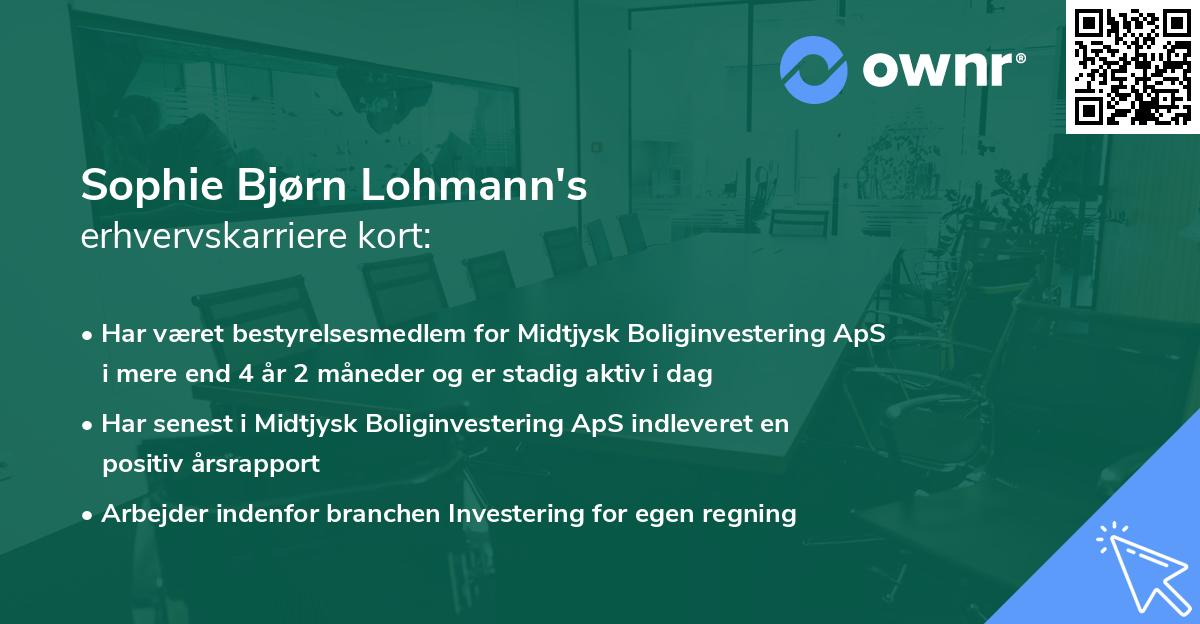 Sophie Bjørn Lohmann's erhvervskarriere kort