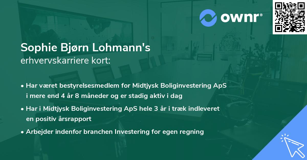 Sophie Bjørn Lohmann's erhvervskarriere kort