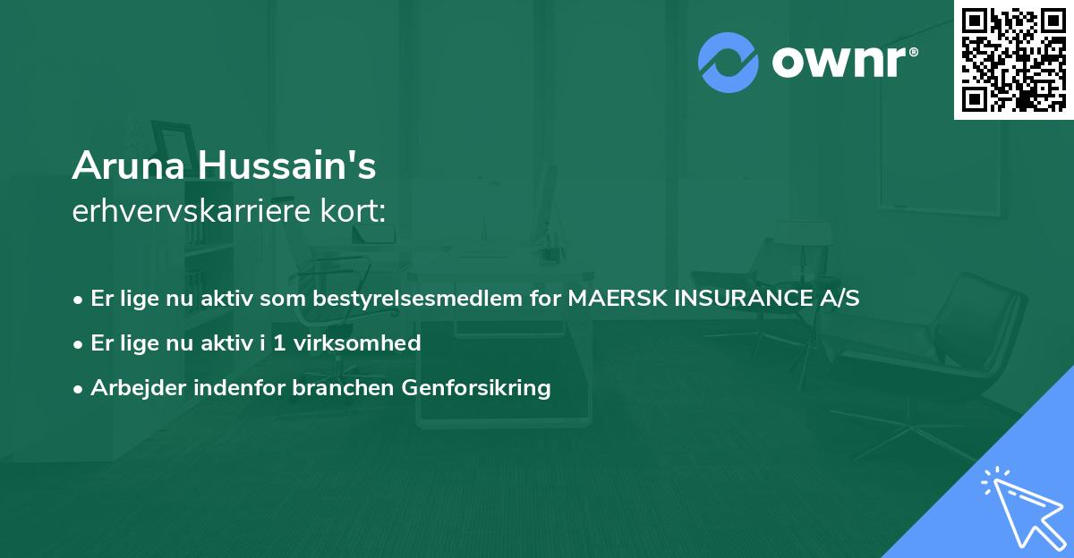 Aruna Hussain's erhvervskarriere kort
