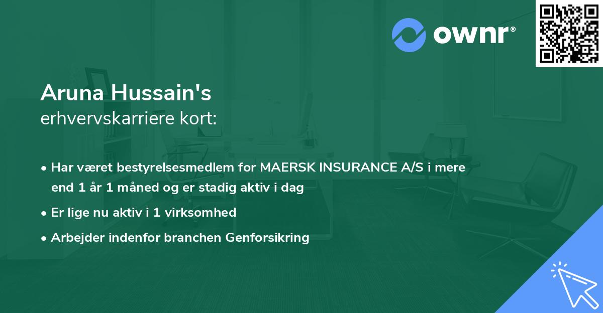 Aruna Hussain's erhvervskarriere kort