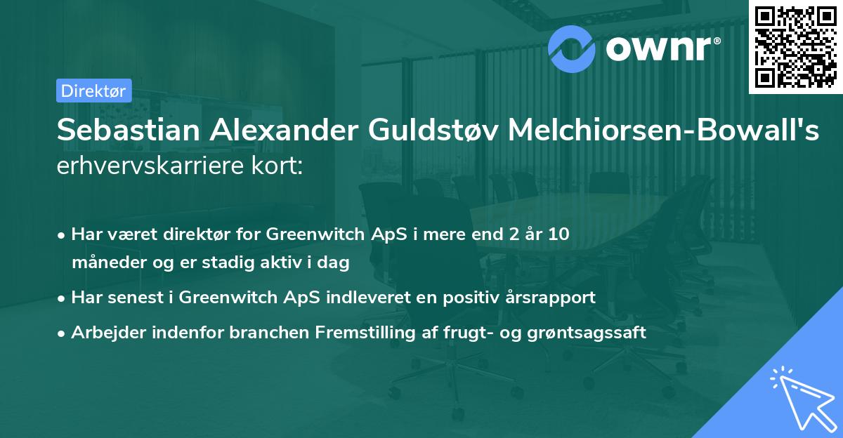 Sebastian Alexander Guldstøv Melchiorsen-Bowall's erhvervskarriere kort