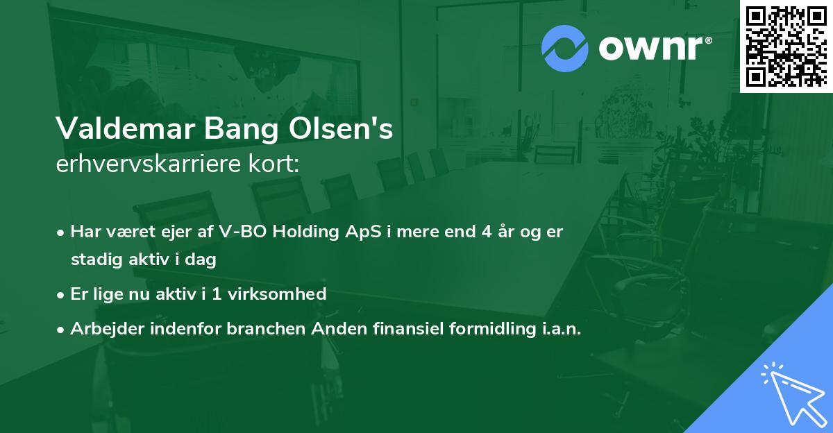 Valdemar Bang Olsen's erhvervskarriere kort