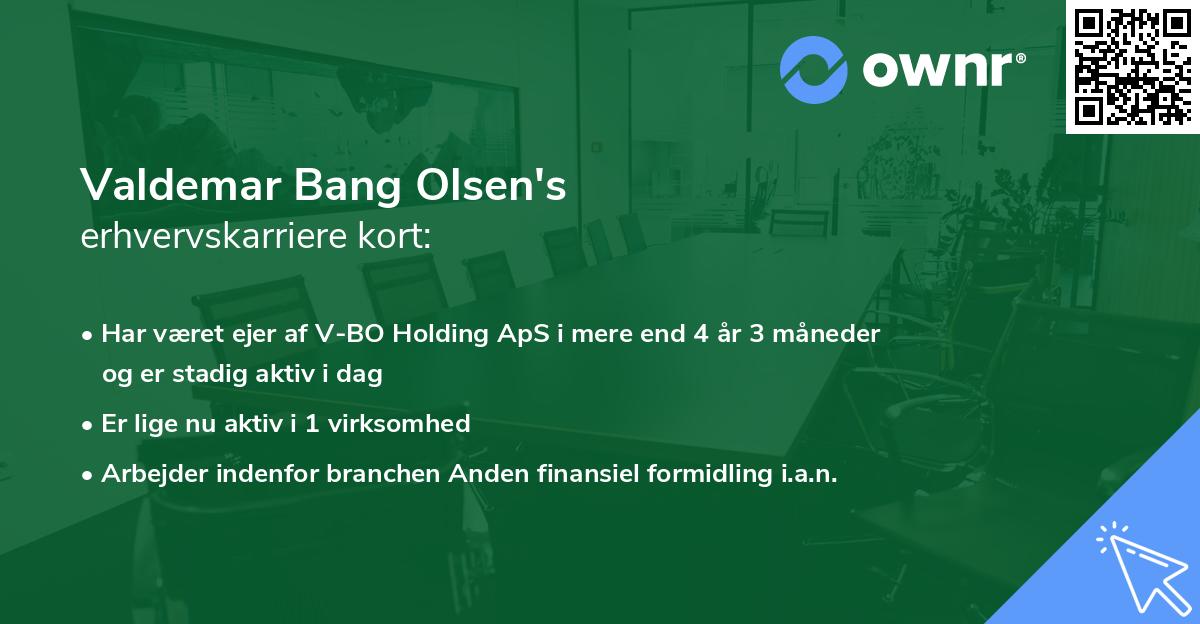 Valdemar Bang Olsen's erhvervskarriere kort