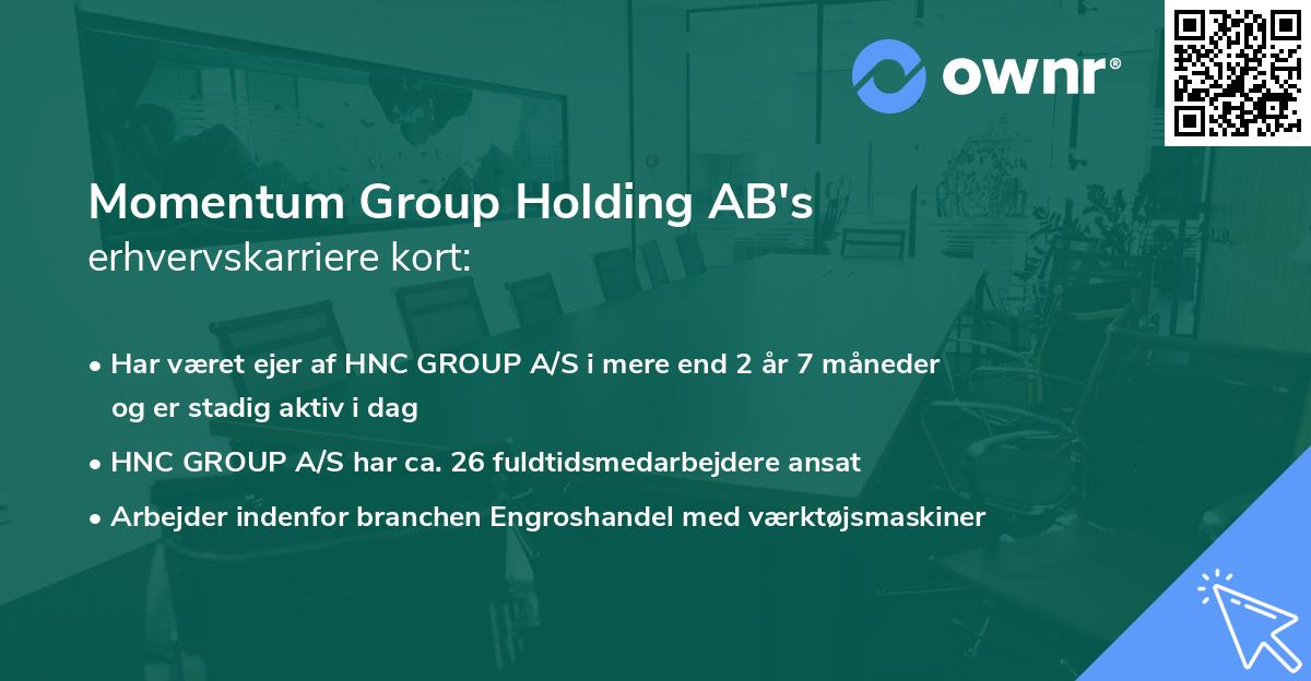 Momentum Group Holding AB's erhvervskarriere kort