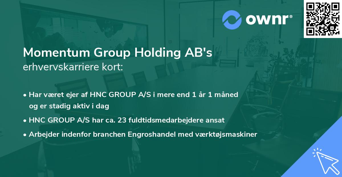 Momentum Group Holding AB's erhvervskarriere kort