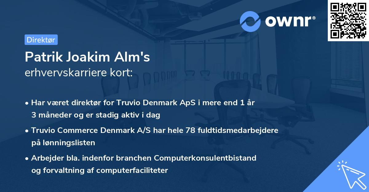 Patrik Joakim Alm's erhvervskarriere kort
