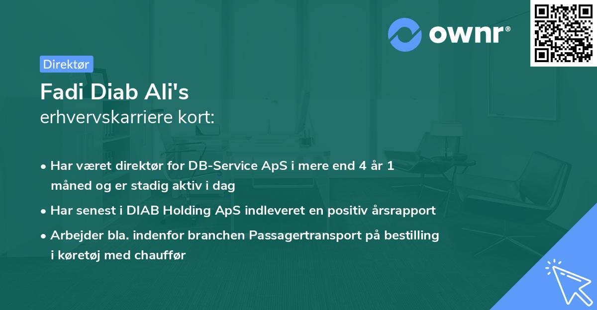 Fadi Diab Ali's erhvervskarriere kort
