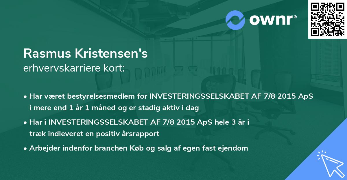 Rasmus Kristensen's erhvervskarriere kort