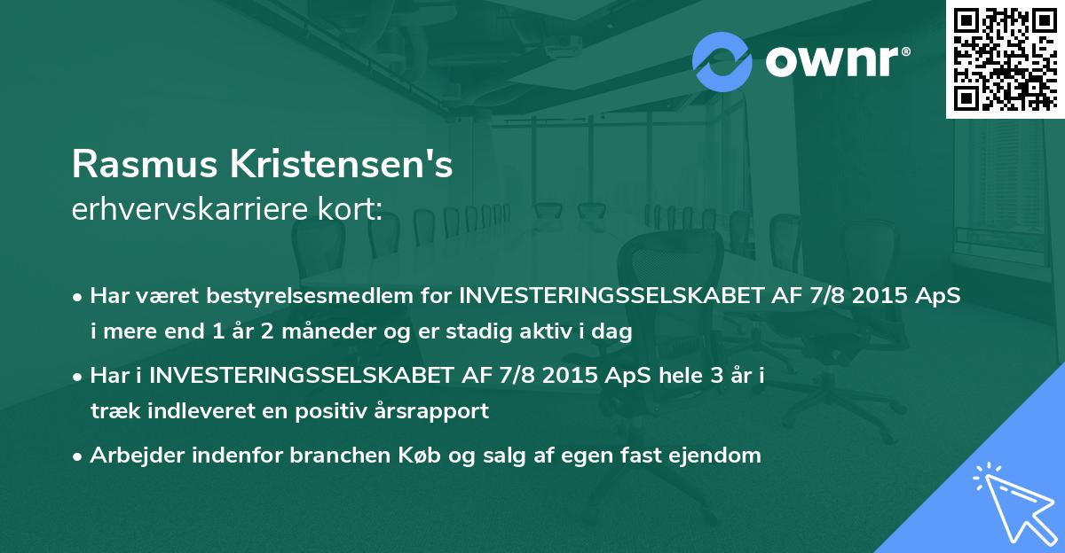 Rasmus Kristensen's erhvervskarriere kort