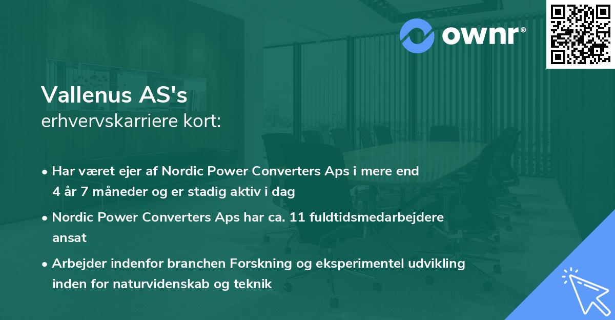 Vallenus AS's erhvervskarriere kort