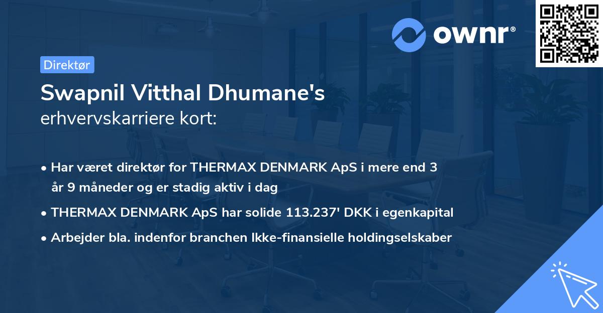 Swapnil Vitthal Dhumane's erhvervskarriere kort