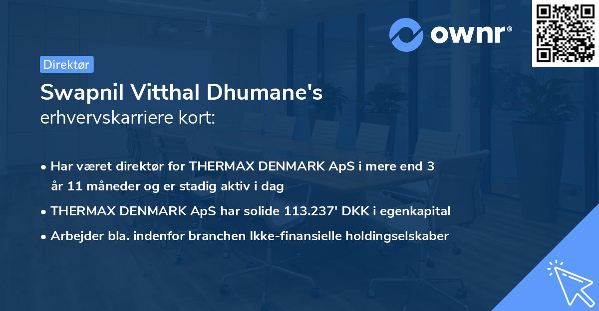 Swapnil Vitthal Dhumane's erhvervskarriere kort
