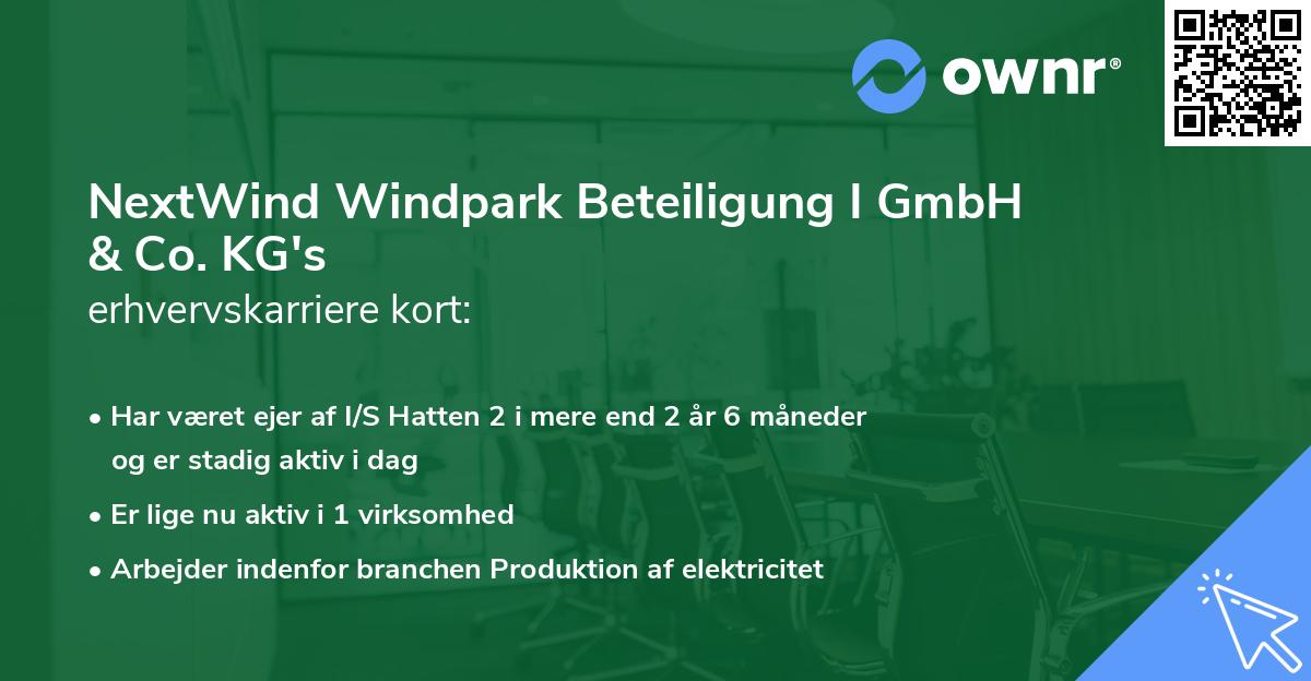 NextWind Windpark Beteiligung I GmbH & Co. KG's erhvervskarriere kort