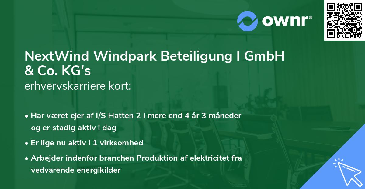 NextWind Windpark Beteiligung I GmbH & Co. KG's erhvervskarriere kort