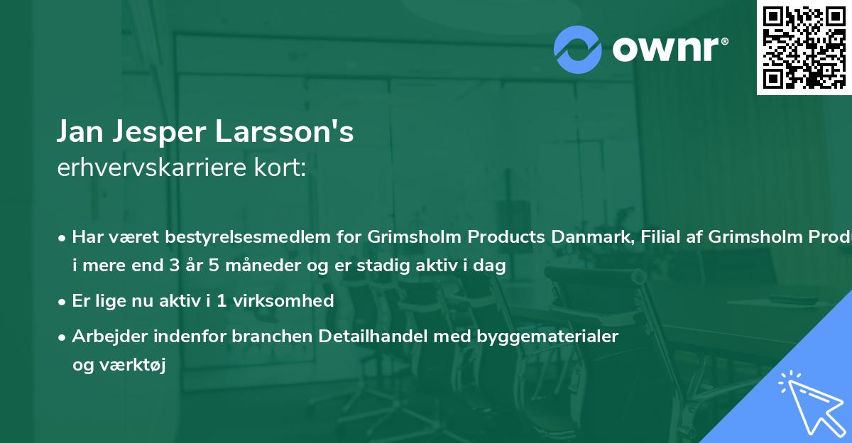 Jan Jesper Larsson's erhvervskarriere kort