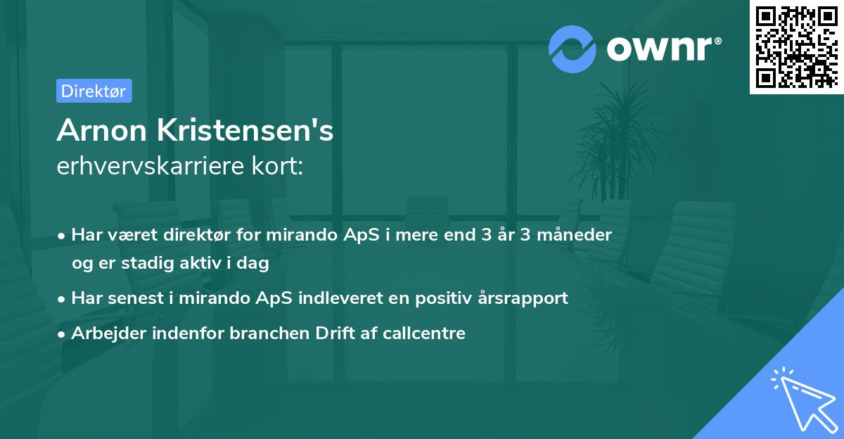 Arnon Kristensen's erhvervskarriere kort