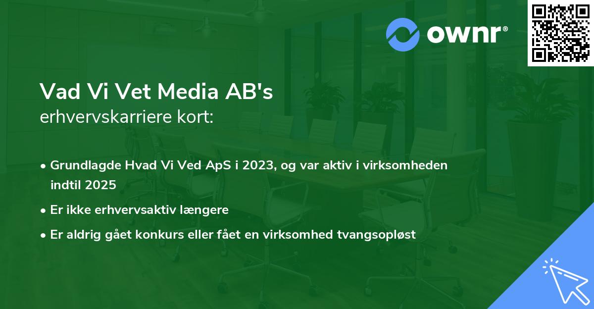 Vad Vi Vet Media AB's erhvervskarriere kort