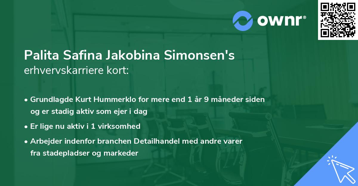 Palita Safina Jakobina Simonsen's erhvervskarriere kort