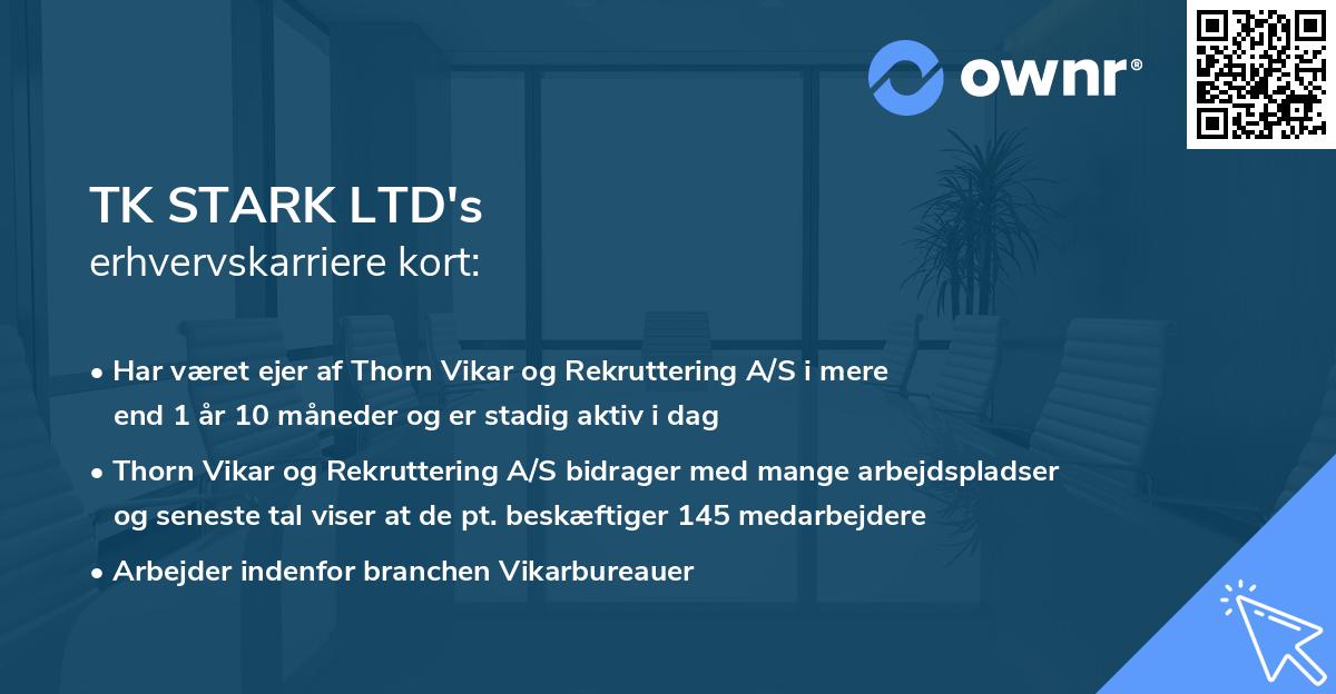 TK STARK LTD's erhvervskarriere kort