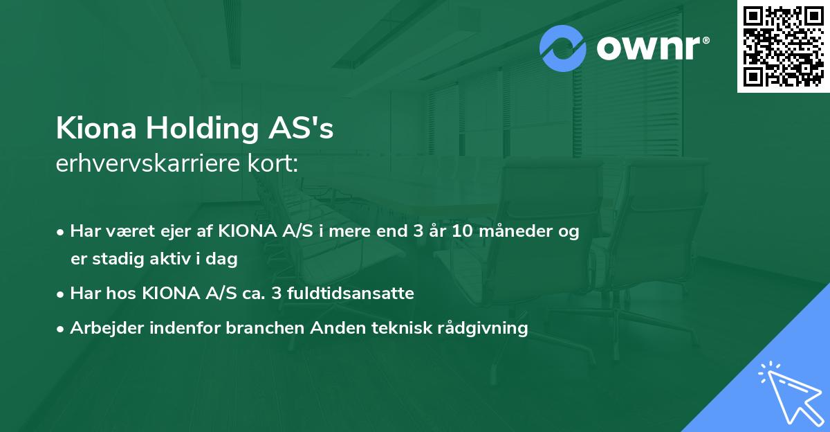 Kiona Holding AS's erhvervskarriere kort