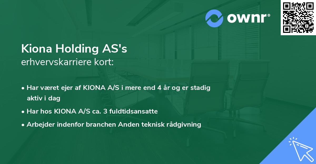 Kiona Holding AS's erhvervskarriere kort