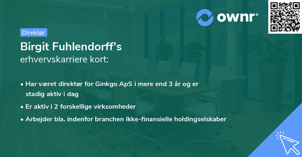 Birgit Fuhlendorff's erhvervskarriere kort