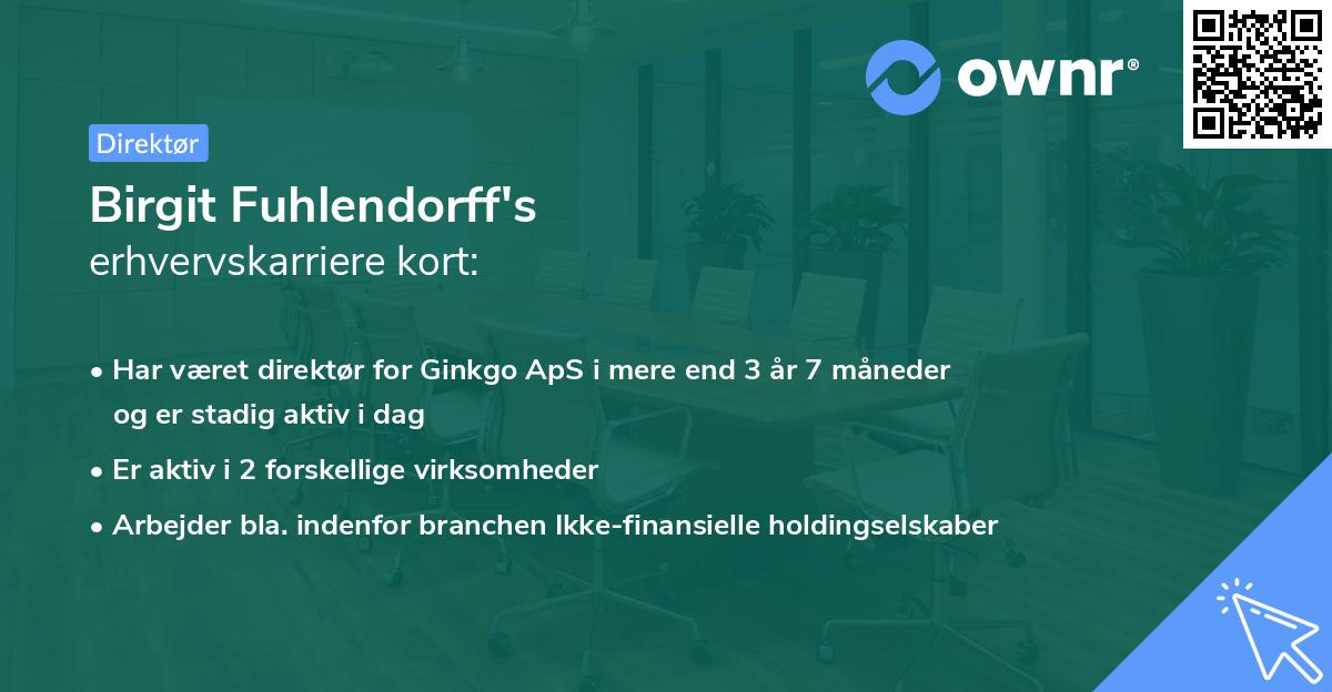 Birgit Fuhlendorff's erhvervskarriere kort