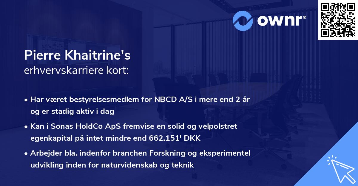 Pierre Khaitrine's erhvervskarriere kort