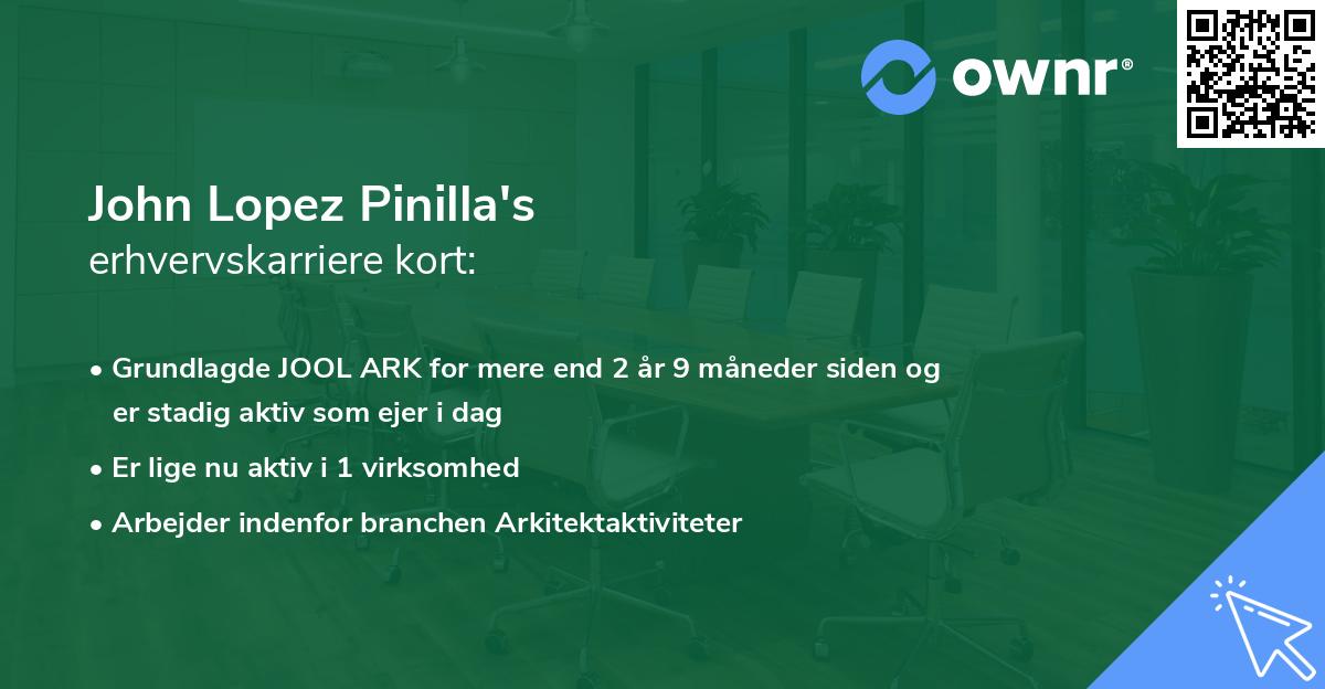 John Lopez Pinilla's erhvervskarriere kort