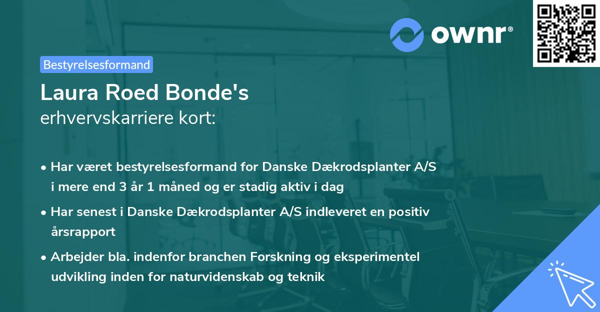 Laura Roed Bonde's erhvervskarriere kort