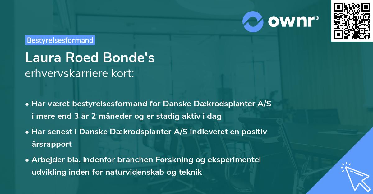 Laura Roed Bonde's erhvervskarriere kort