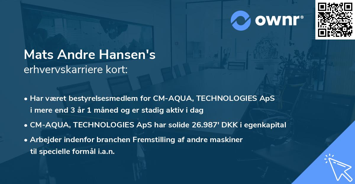 Mats Andre Hansen's erhvervskarriere kort