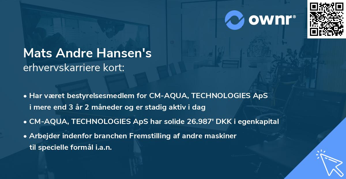 Mats Andre Hansen's erhvervskarriere kort