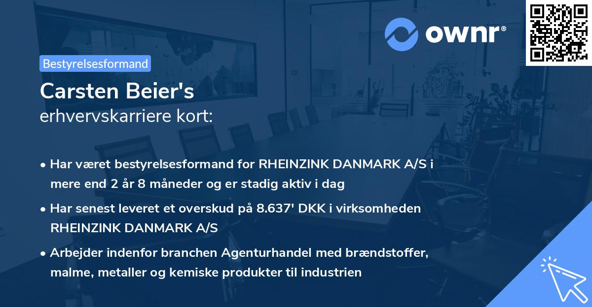 Carsten Beier's erhvervskarriere kort