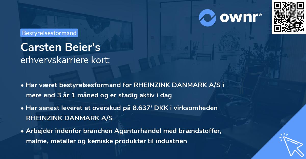 Carsten Beier's erhvervskarriere kort