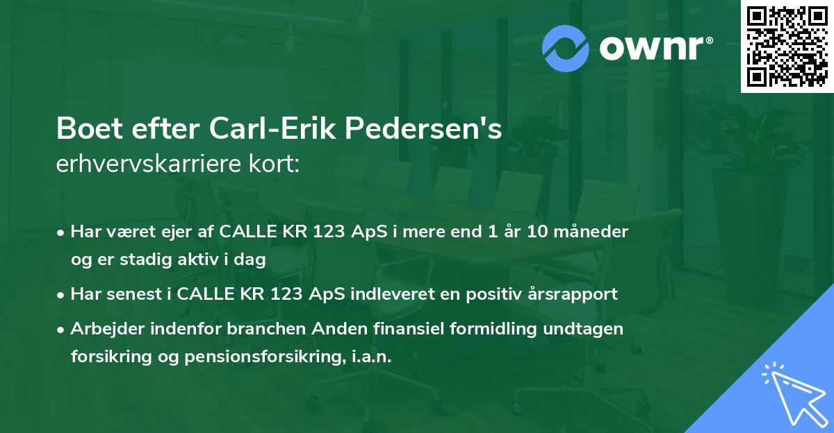 Boet efter Carl-Erik Pedersen's erhvervskarriere kort