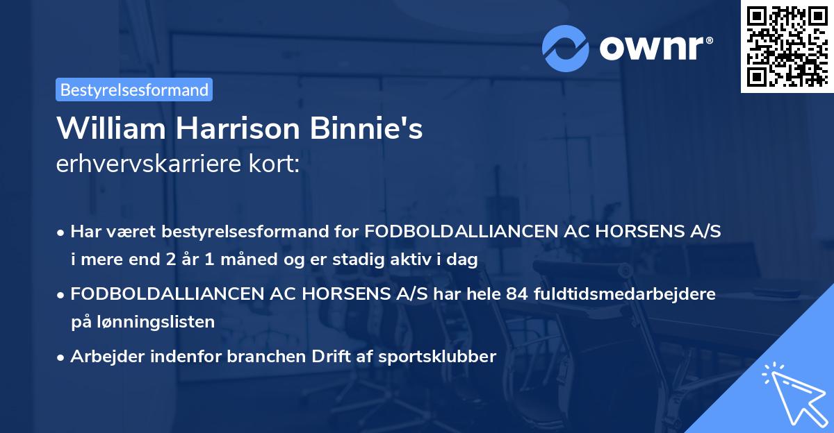 William Harrison Binnie's erhvervskarriere kort