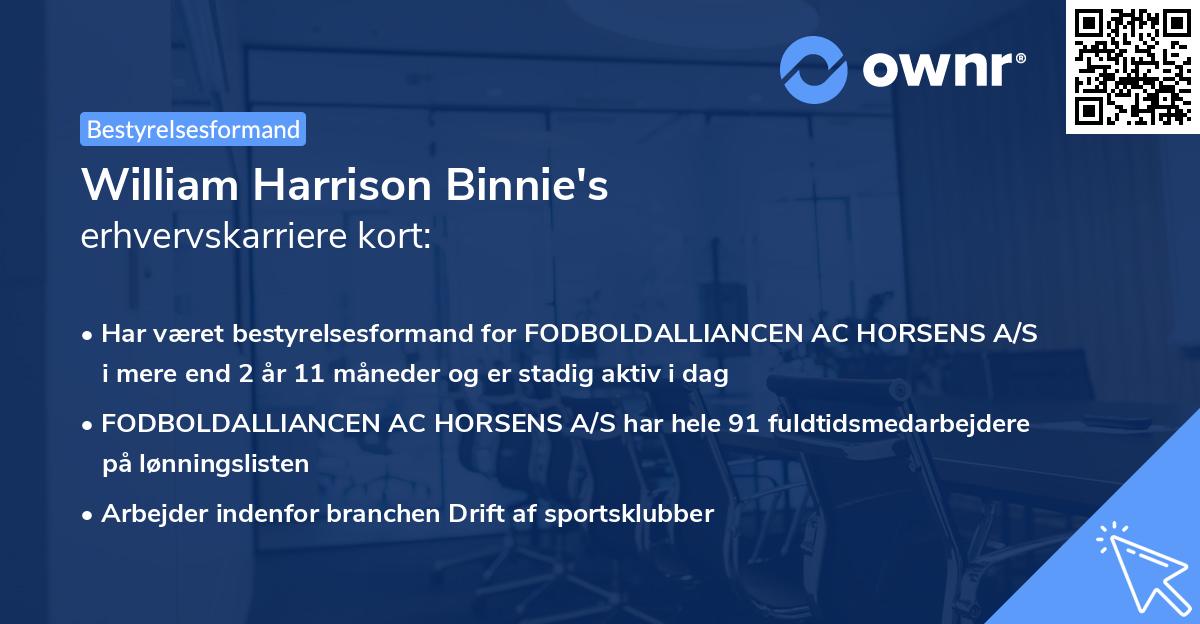 William Harrison Binnie's erhvervskarriere kort