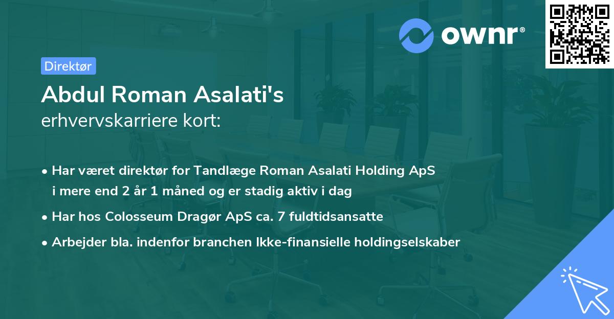 Abdul Roman Asalati's erhvervskarriere kort