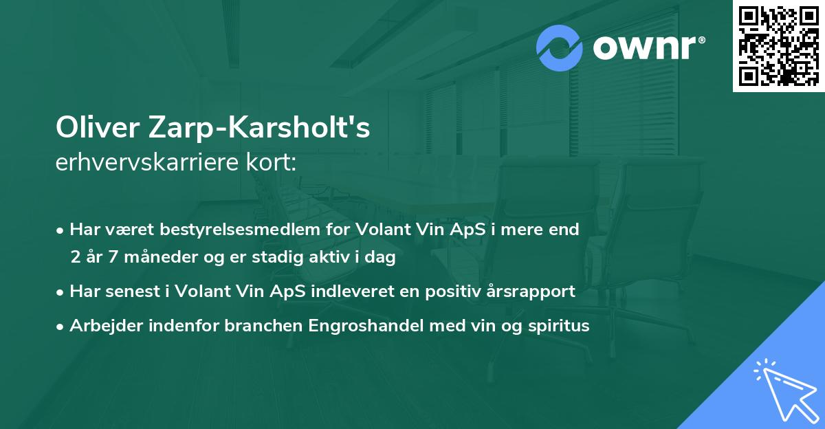 Oliver Zarp-Karsholt's erhvervskarriere kort