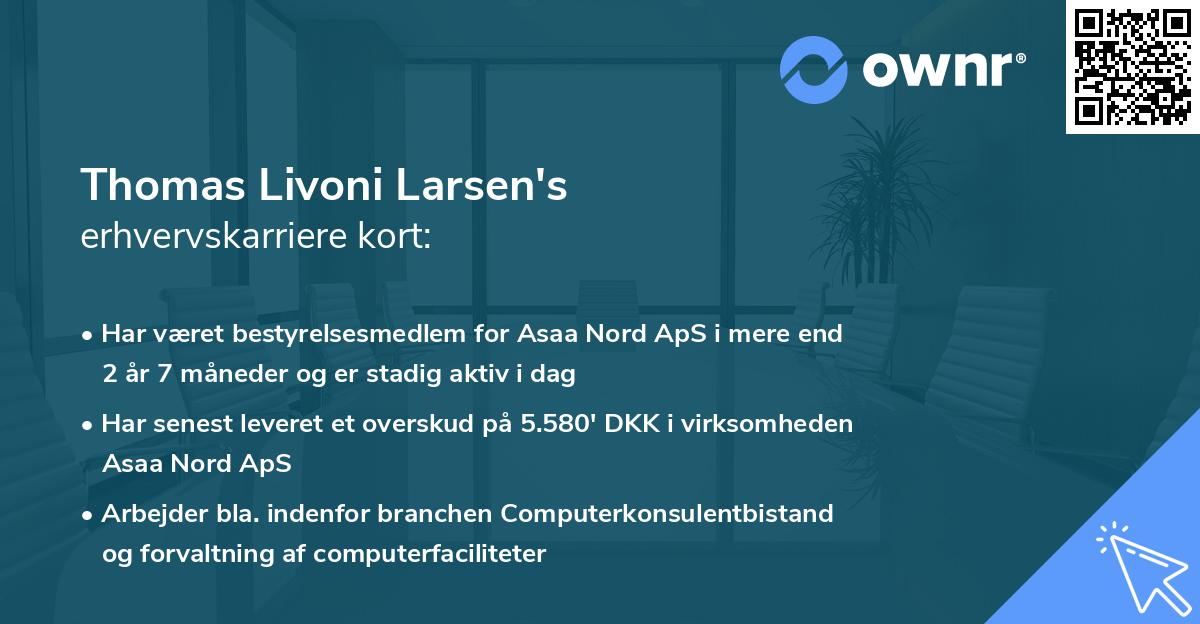 Thomas Livoni Larsen's erhvervskarriere kort