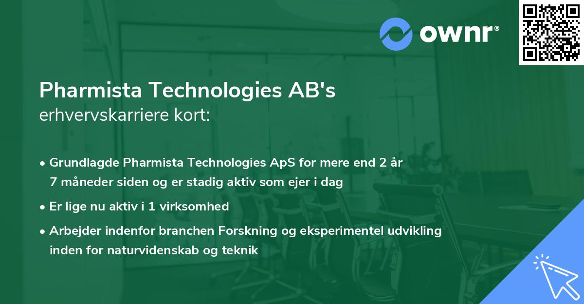 Pharmista Technologies AB's erhvervskarriere kort