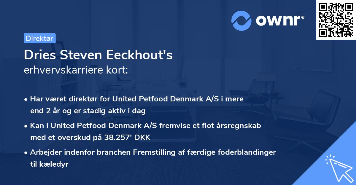 Dries Steven Eeckhout's erhvervskarriere kort