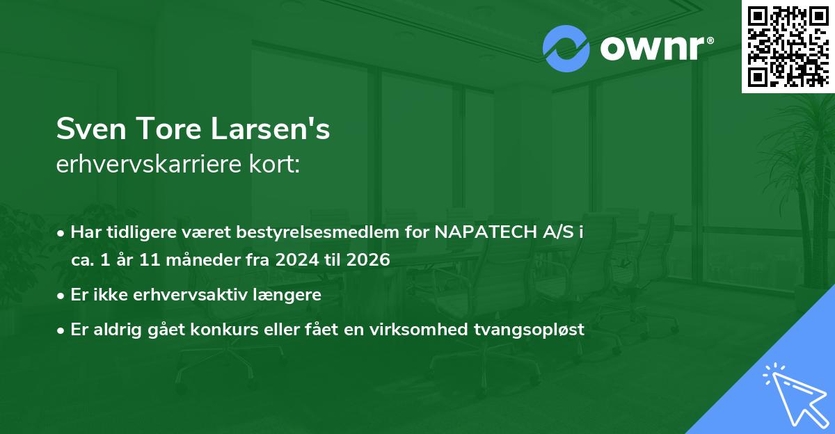 Sven Tore Larsen's erhvervskarriere kort