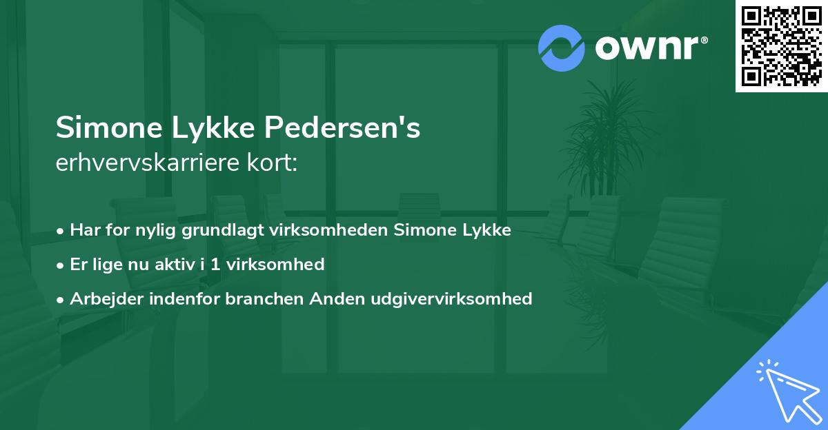 Simone Lykke Pedersen's erhvervskarriere kort